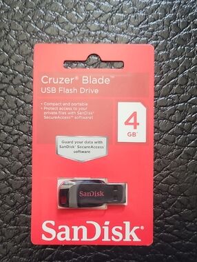 SanDisk Black & Red Cruzer Blade 4GB USB Memory Flash Drive - SDCZ50-004G-B35